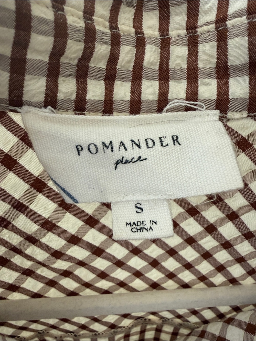 Pomander Place Brown and Cream Checked Maxi Shirt Dress size Small - Picture 2 of 5